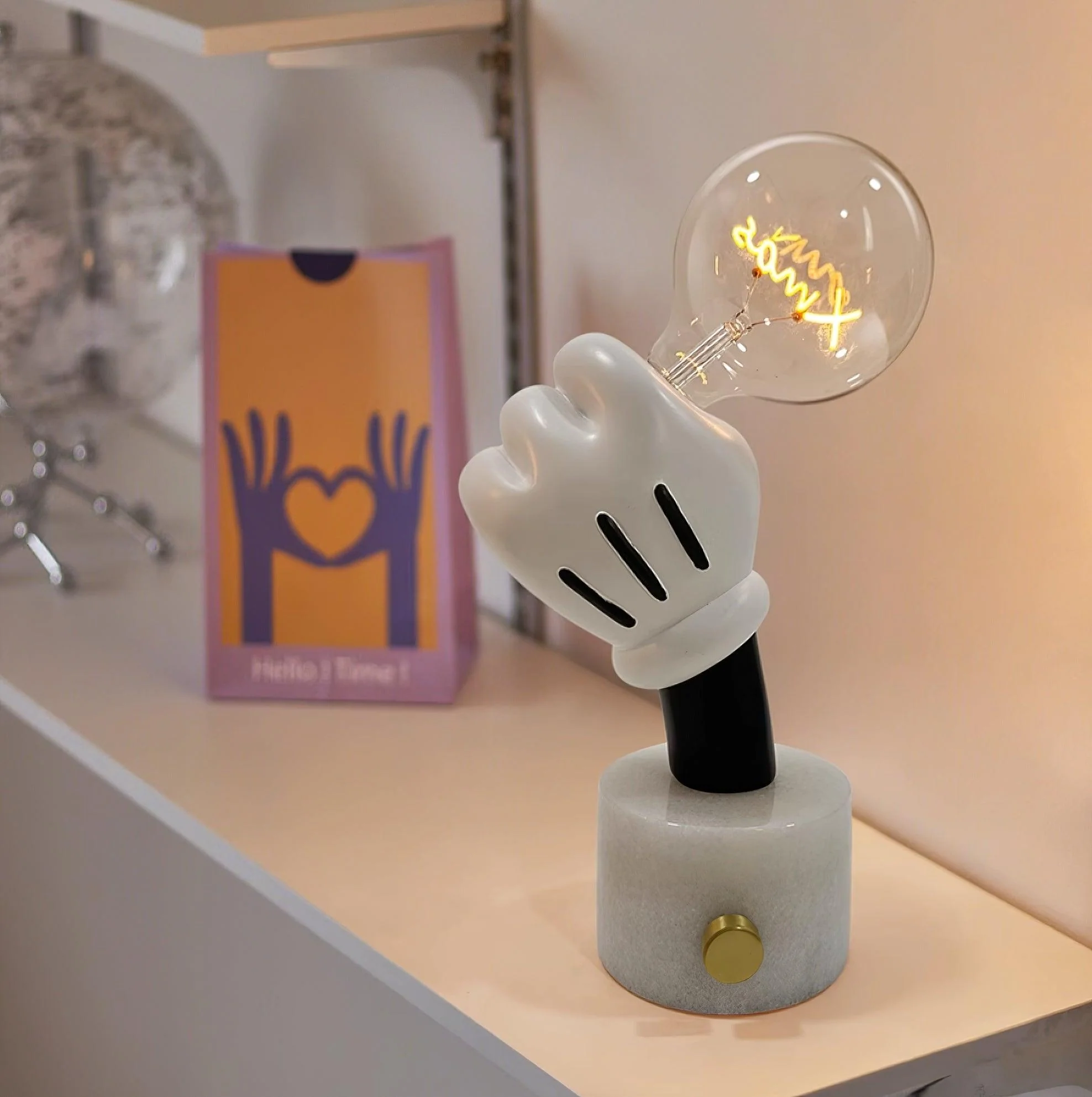 Настольный светильник Very Nice Table Lamp - модель B ∅23см х 38см, белый мрамор, прозрачный