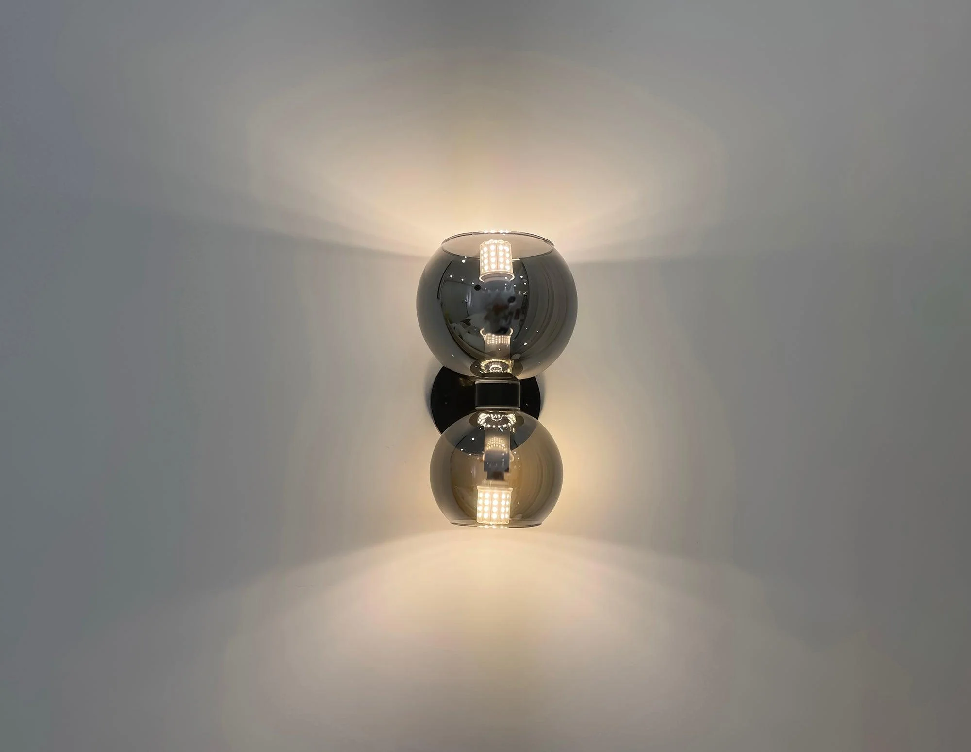 Round Pearl Sconce - Set of 2 / Brass / Smoke grey