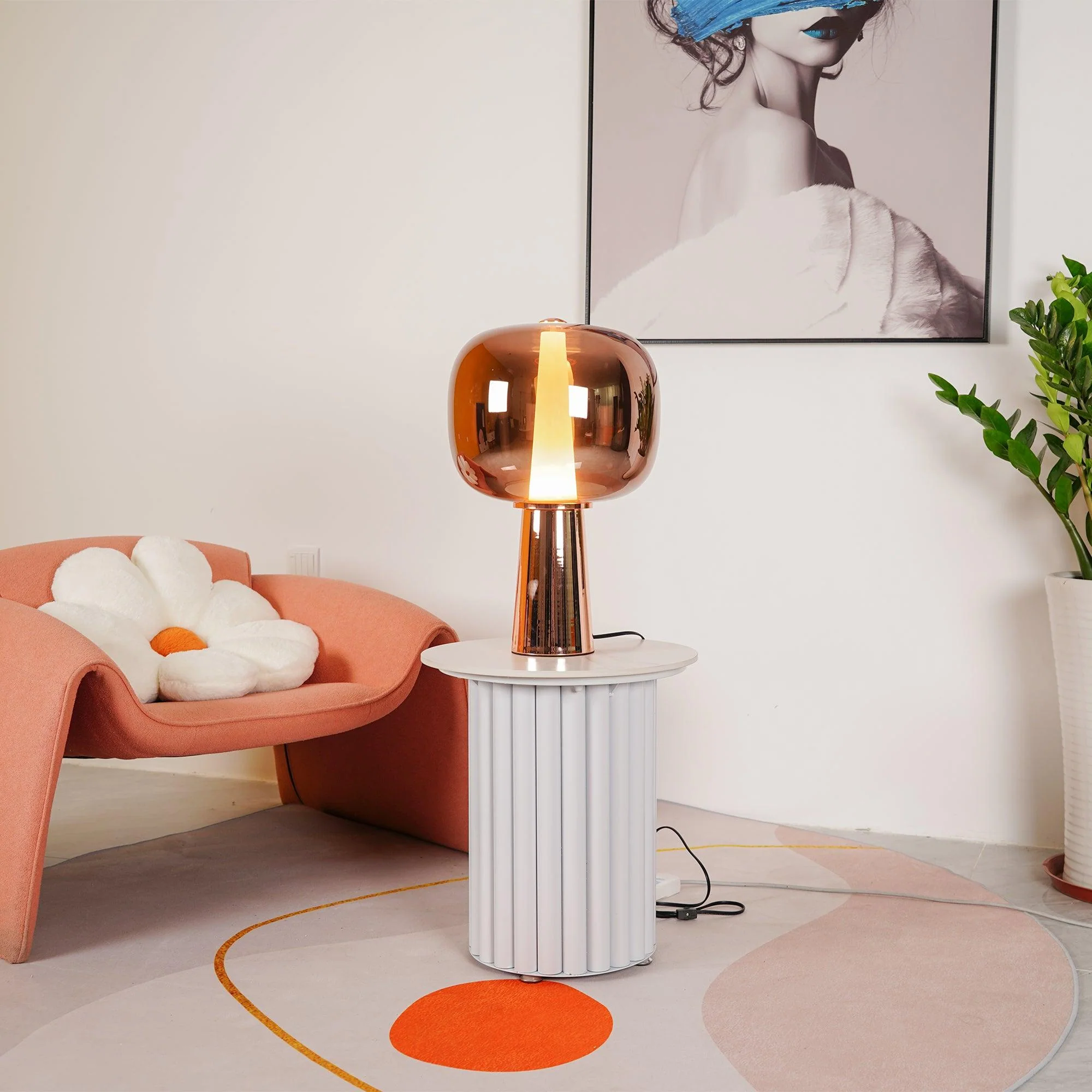 Dusk Dawn Table Lamp - ∅ 13.8″ x H 19.7″ / Dia 35cm x H 50cm / Smoky gray / US plug