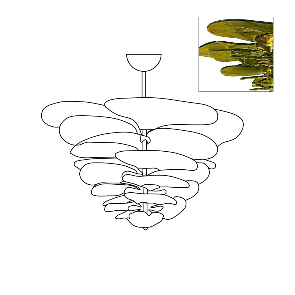 Люстра Petals Gold Murano - 4 яруса ∅67см x 29см, янтарь, золотой