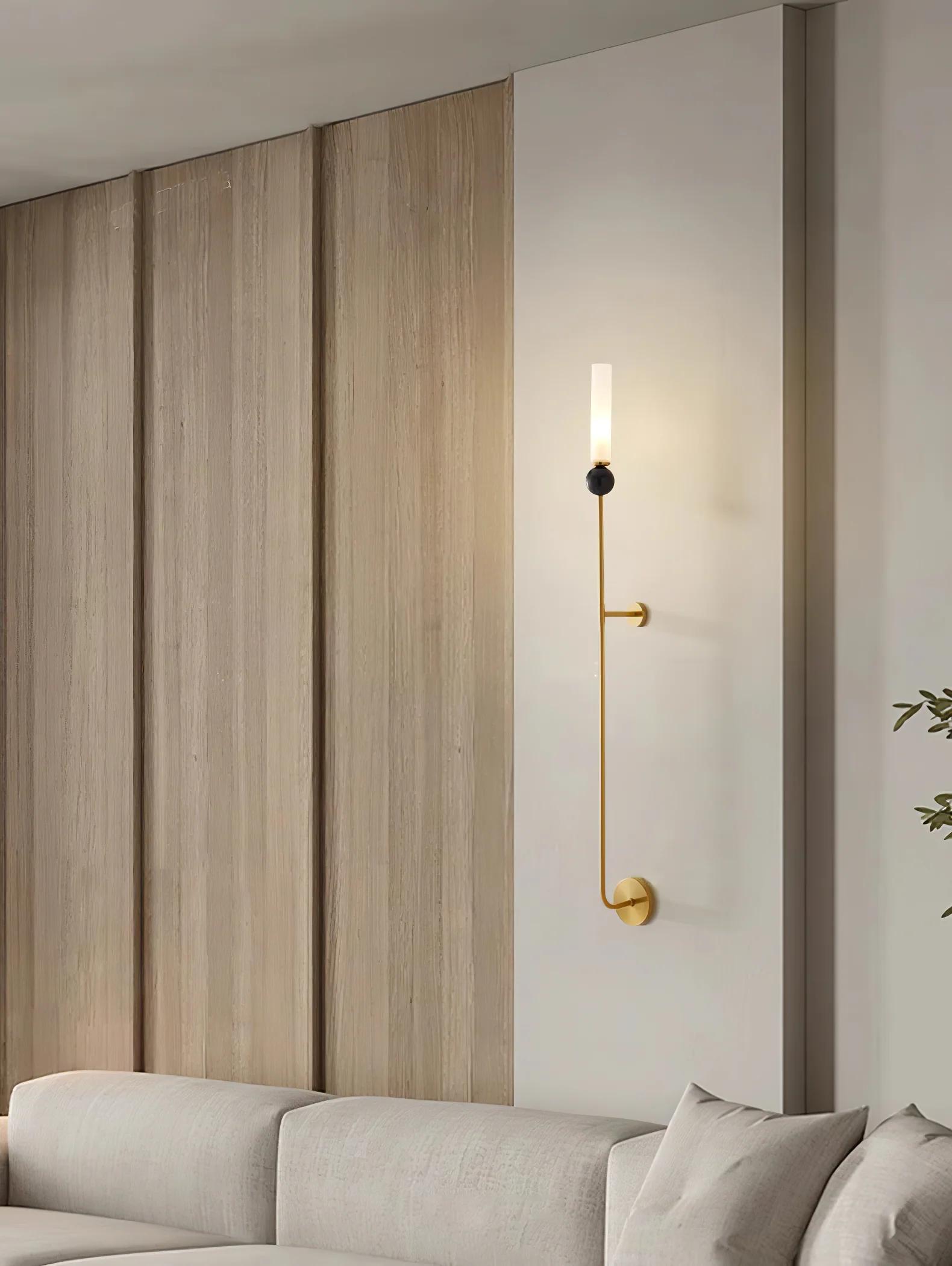 Настенный светильник Marble Vertical - модель C, ∅10см x 115см, черный, черный мраморный шар