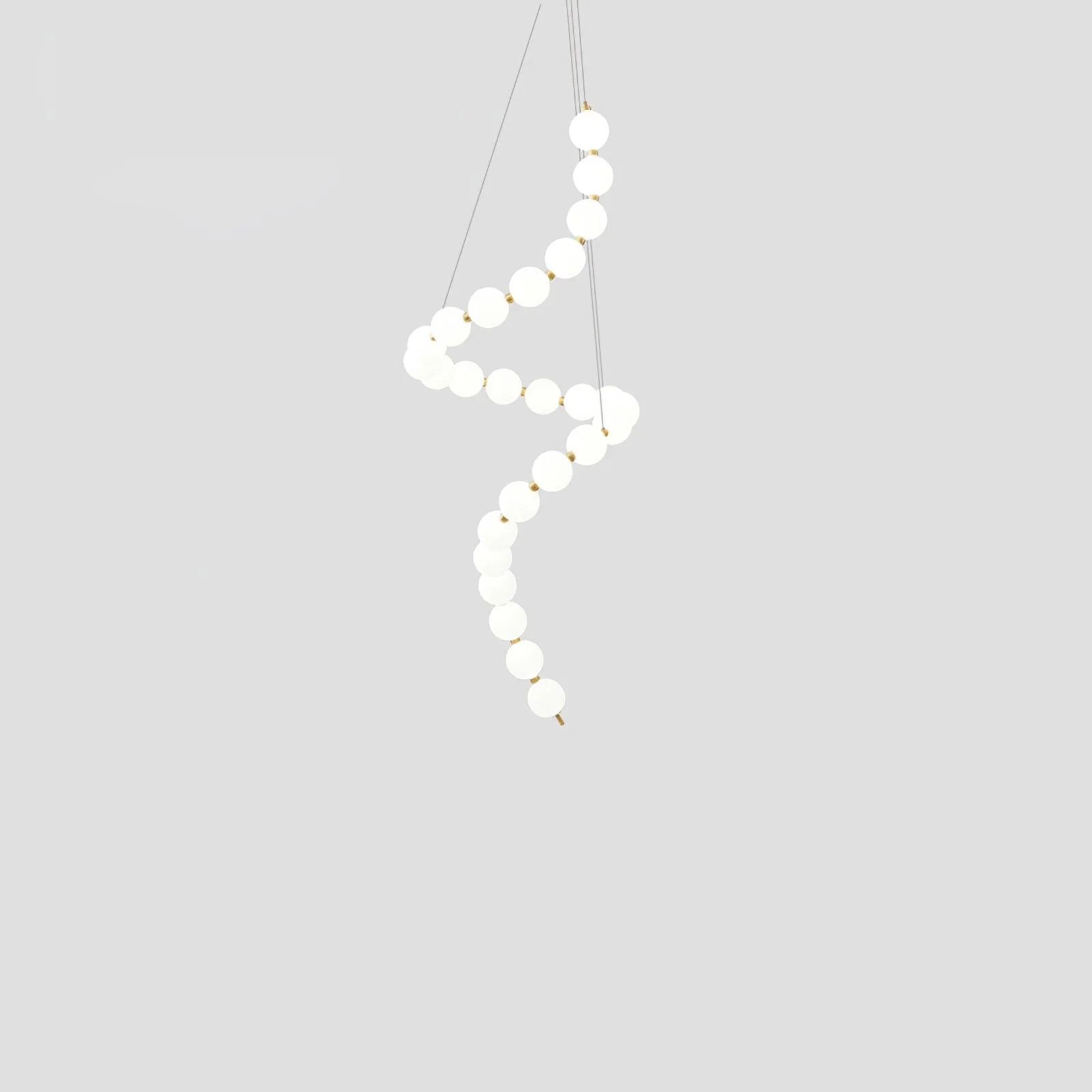 Люстра Glass Pearl Necklace - ∅56см x 90см, латунь, белый, холодный свет