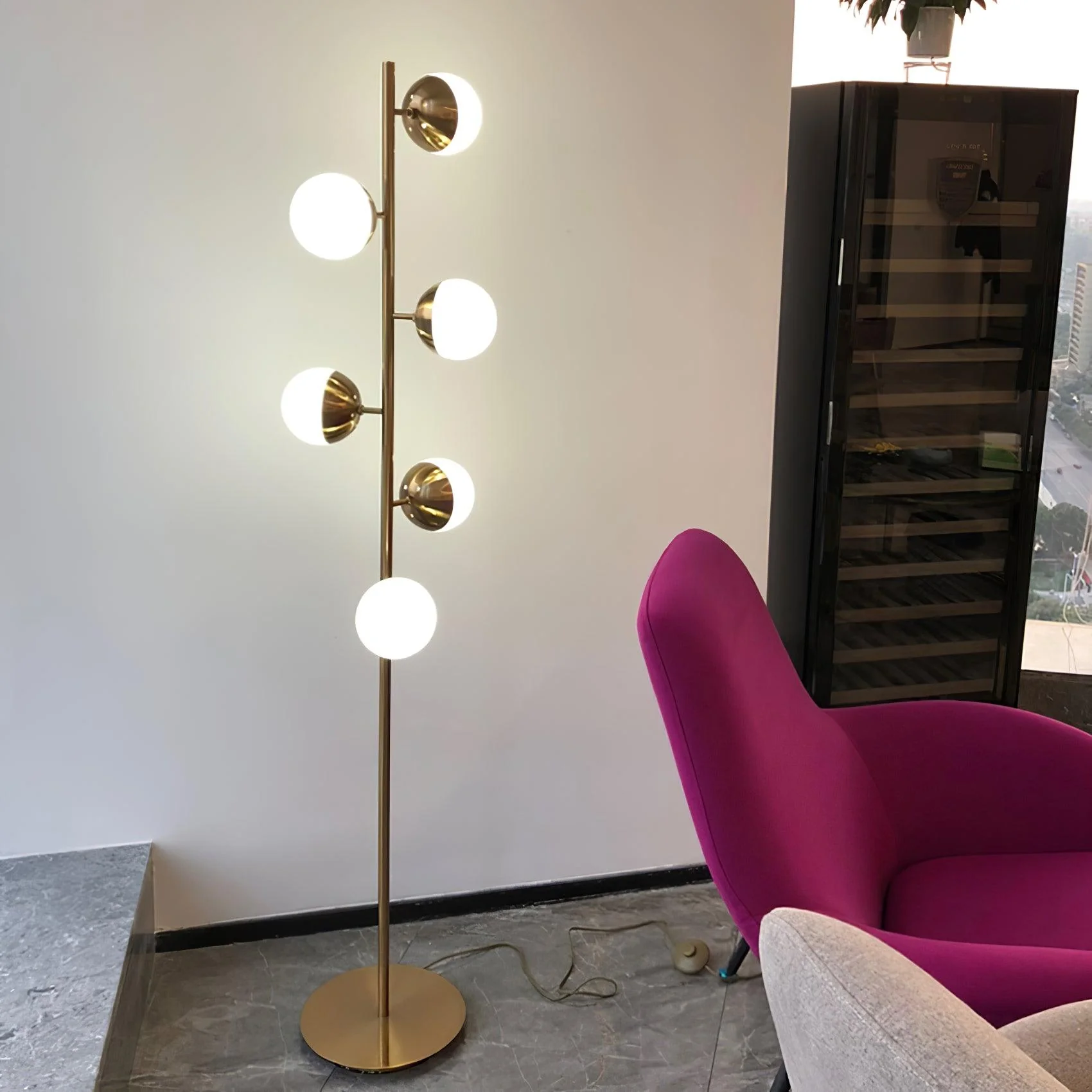Doppler LED Tree Lamp - ∅ 13″ x H 63.8″ / Dia 33cm x H 162cm / Gold / AU plug