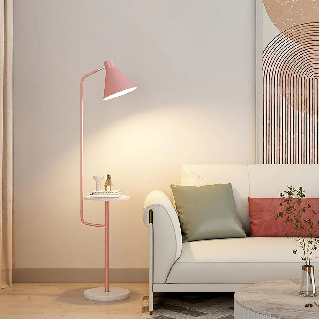 Macaroon Floor Lamp - Model B Marble table: W 11″ x H 59.1″ / Pink / UK plug