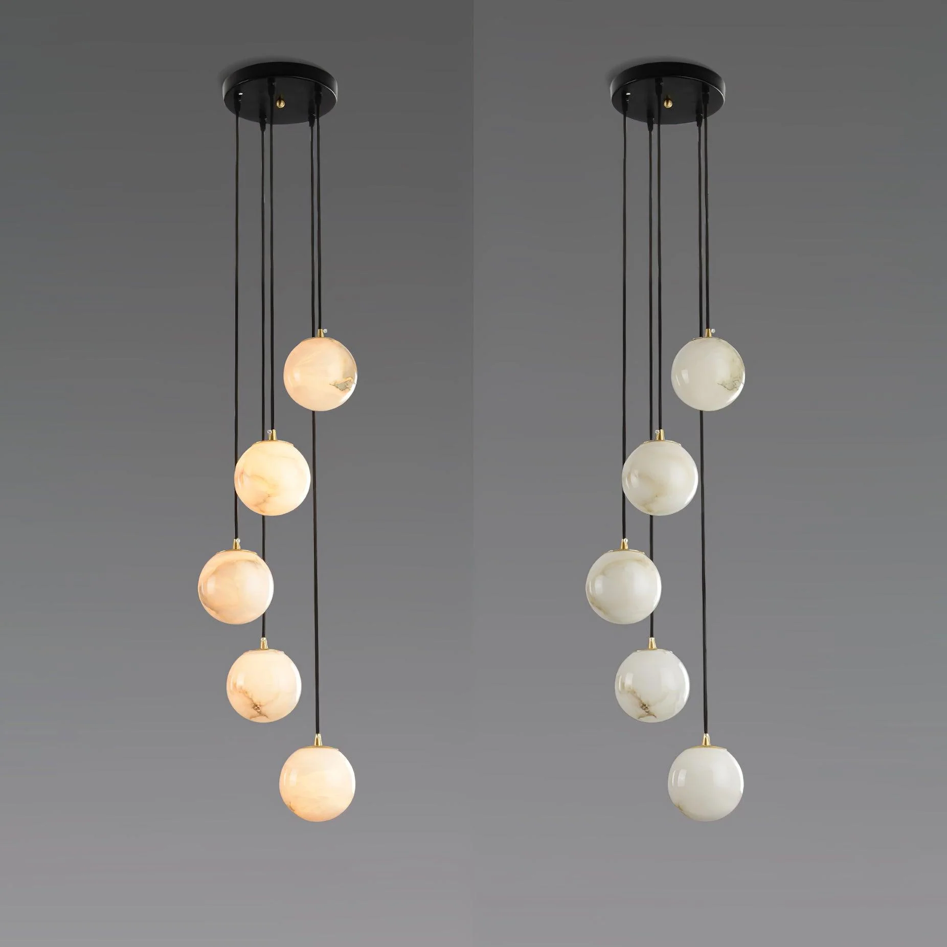 Люстра Alabaster Balls Cluster - 9 подвесов 40см x 40см x 200см, черный, белый