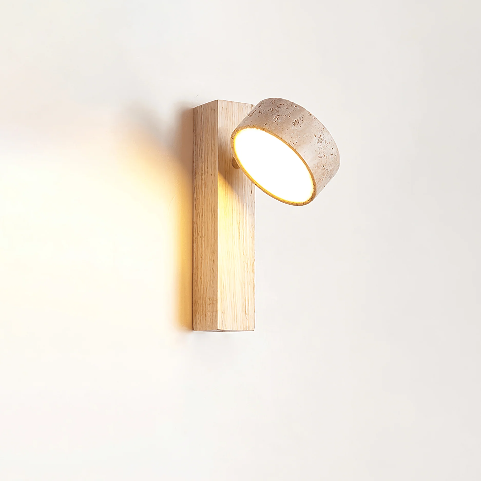 Настенный светильник Grove Beam - ∅10см x 23см, темный орех, желтый травертин, тросовый выключатель