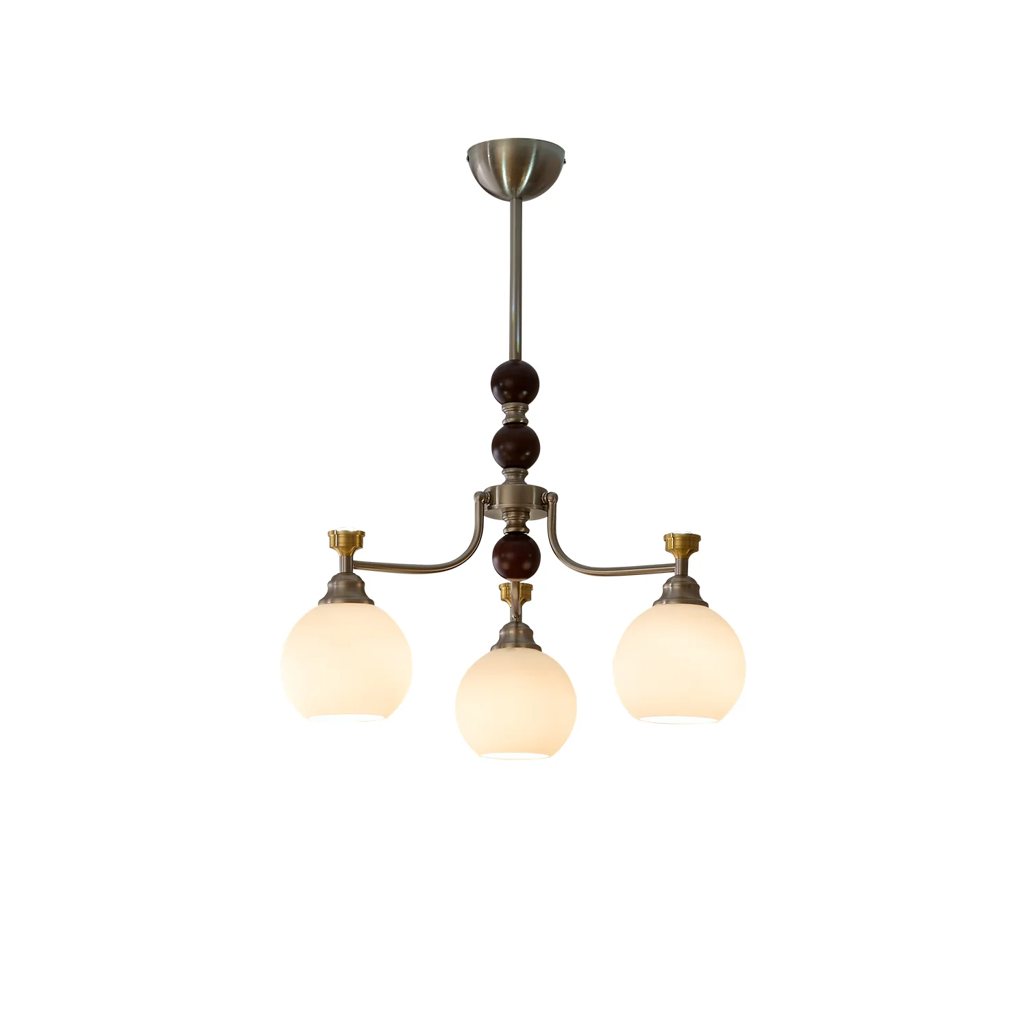Люстра Lucienne Orb - 3 источника света ∅61см x 46см, орех, никель