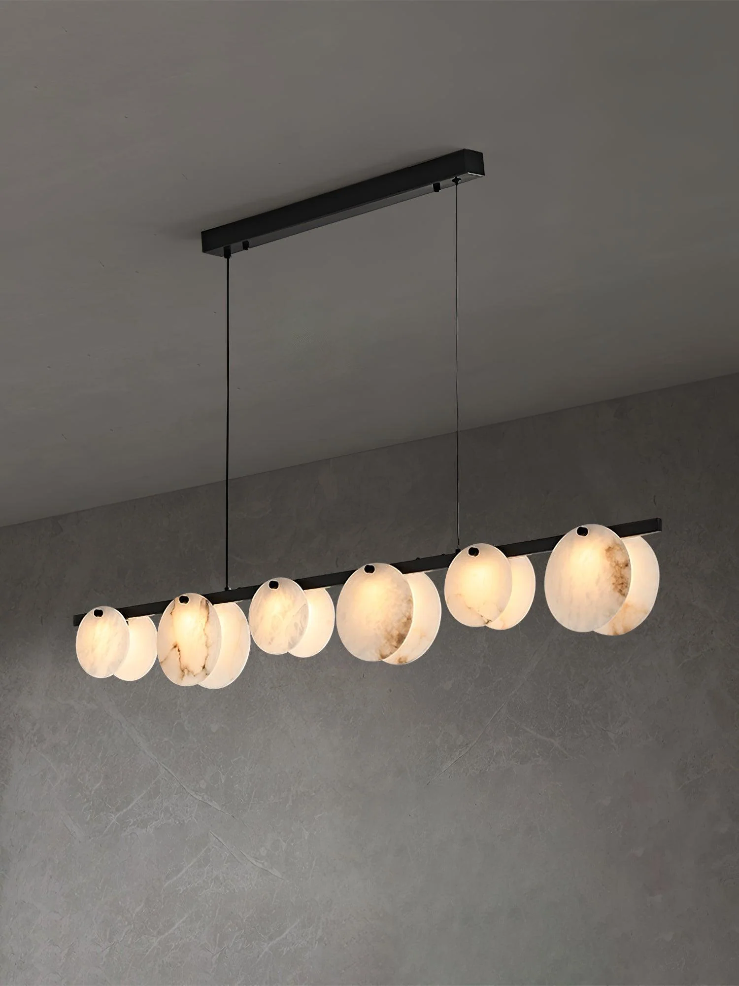 Люстра Trinidad Dining Room - 6 плафонов120см x 15см, латунь, белый, теплый свет
