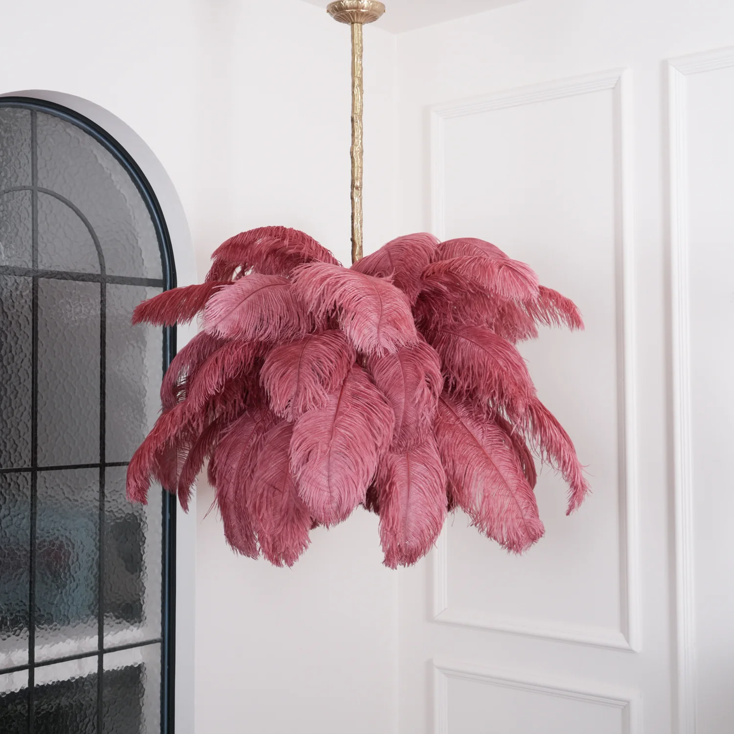 Люстра Ostrich Feather - ∅110см x 90см, серебро, белый