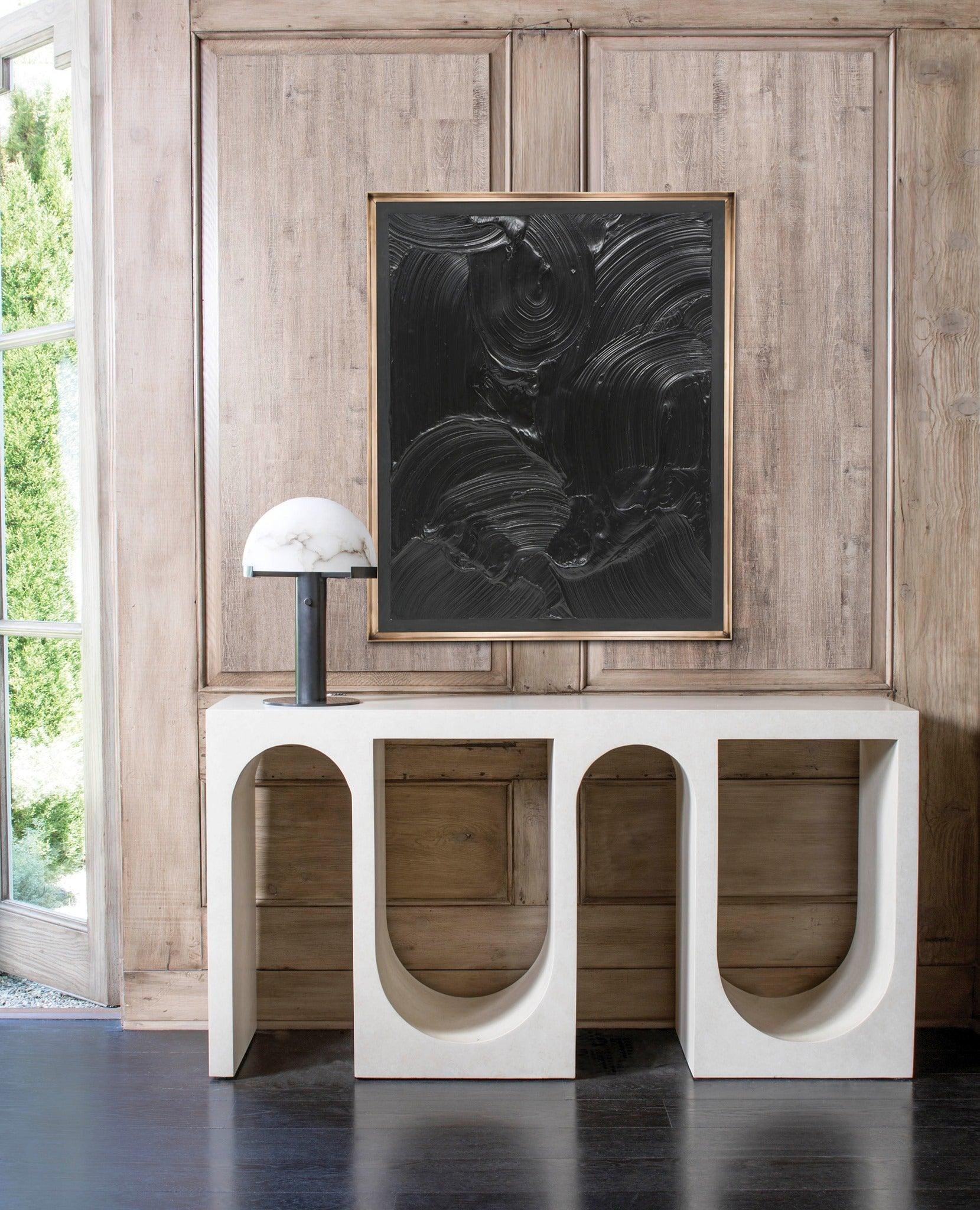 Настольный светильник Elegance Alabaster - ∅30см x 50см, золотой, белый, стекло