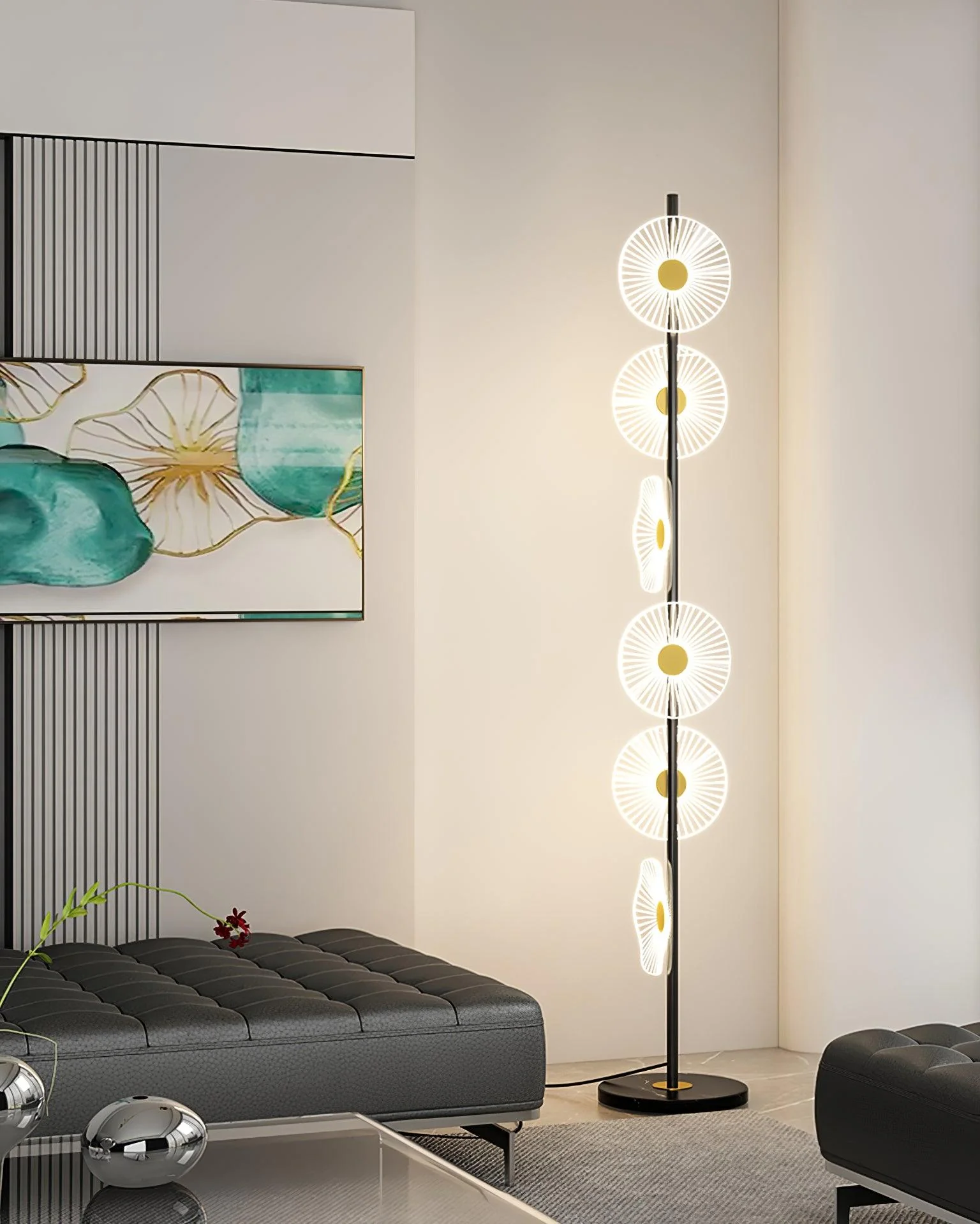 Floating Raindrop Floor Lamp - ∅ 9.8″ x H 59″ / Dia 25cm x H 150cm / US plug / RC Dimmer