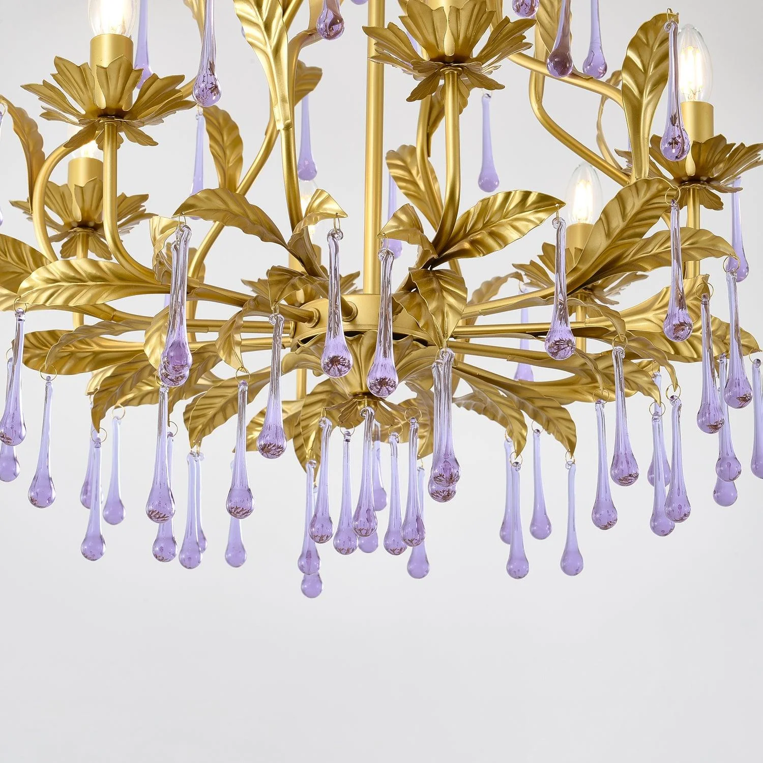 Люстра Amethyst Drops Glass - 8 подвесов ∅80см x 92см, золотой, карамельное стекло