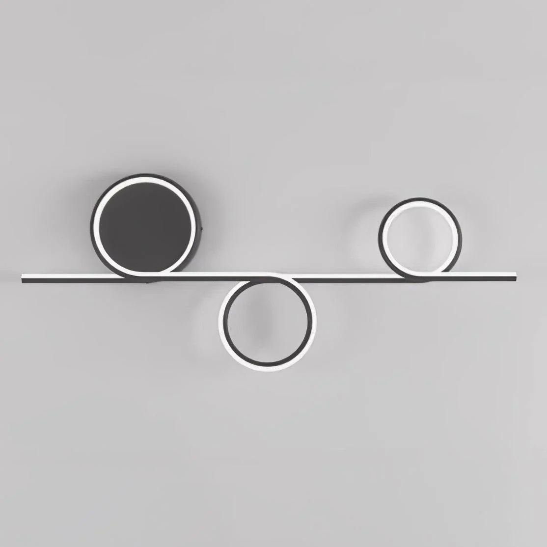 Rhythmic Line Wall Light - 1 ring ∅ 23.6″ x H 7.1″ / Dia 60cm x H 18cm Set of 2 / Black / Three-Color Changing Light