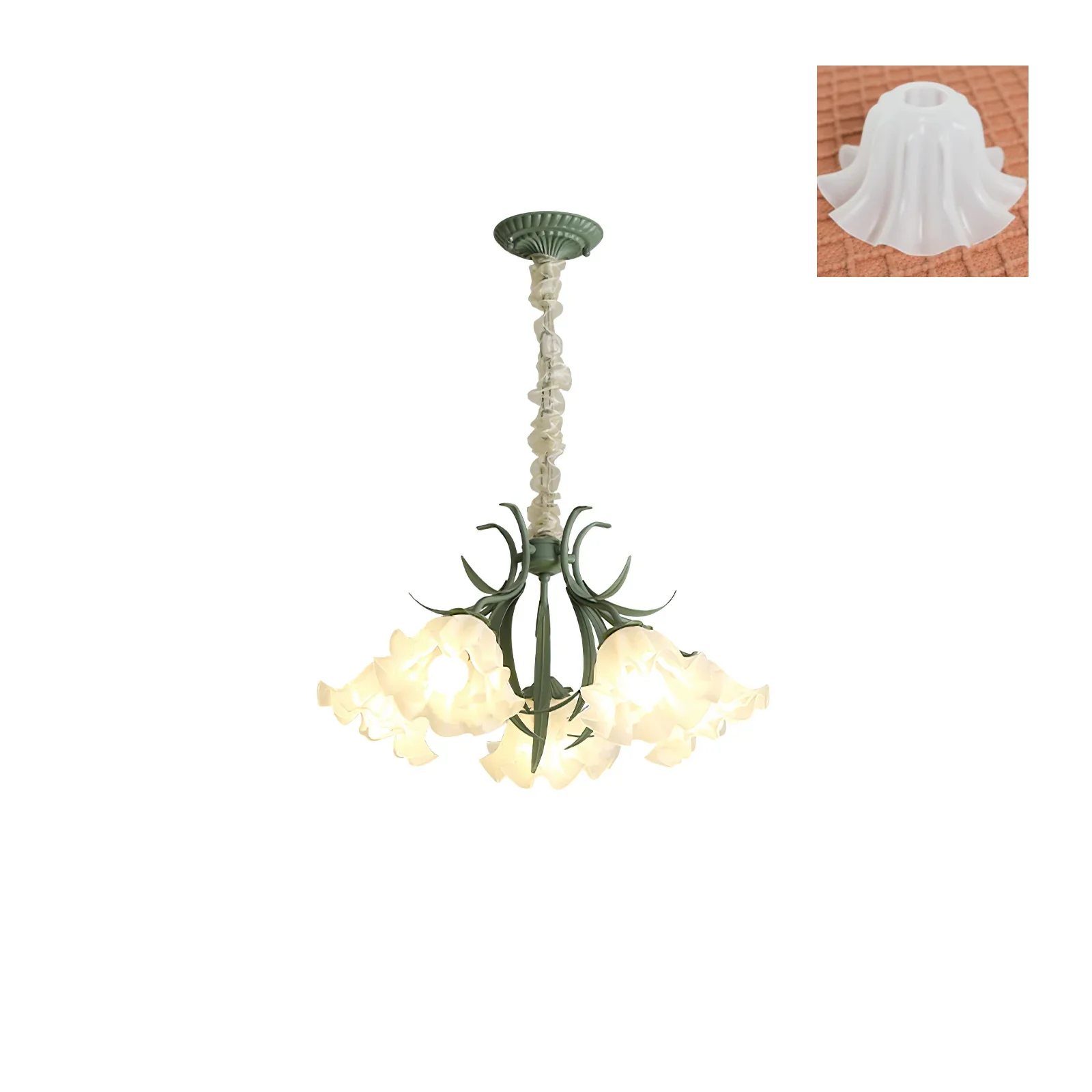 Люстра Lily of the Valley Flower - 3 плафона ∅53см х 32см, зеленый, белый, стекло