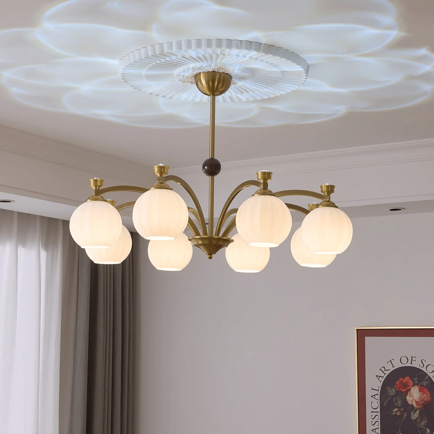 Люстра Thaddeus Radiance - 5 источников света ∅68см x 20см, золотой, белый
