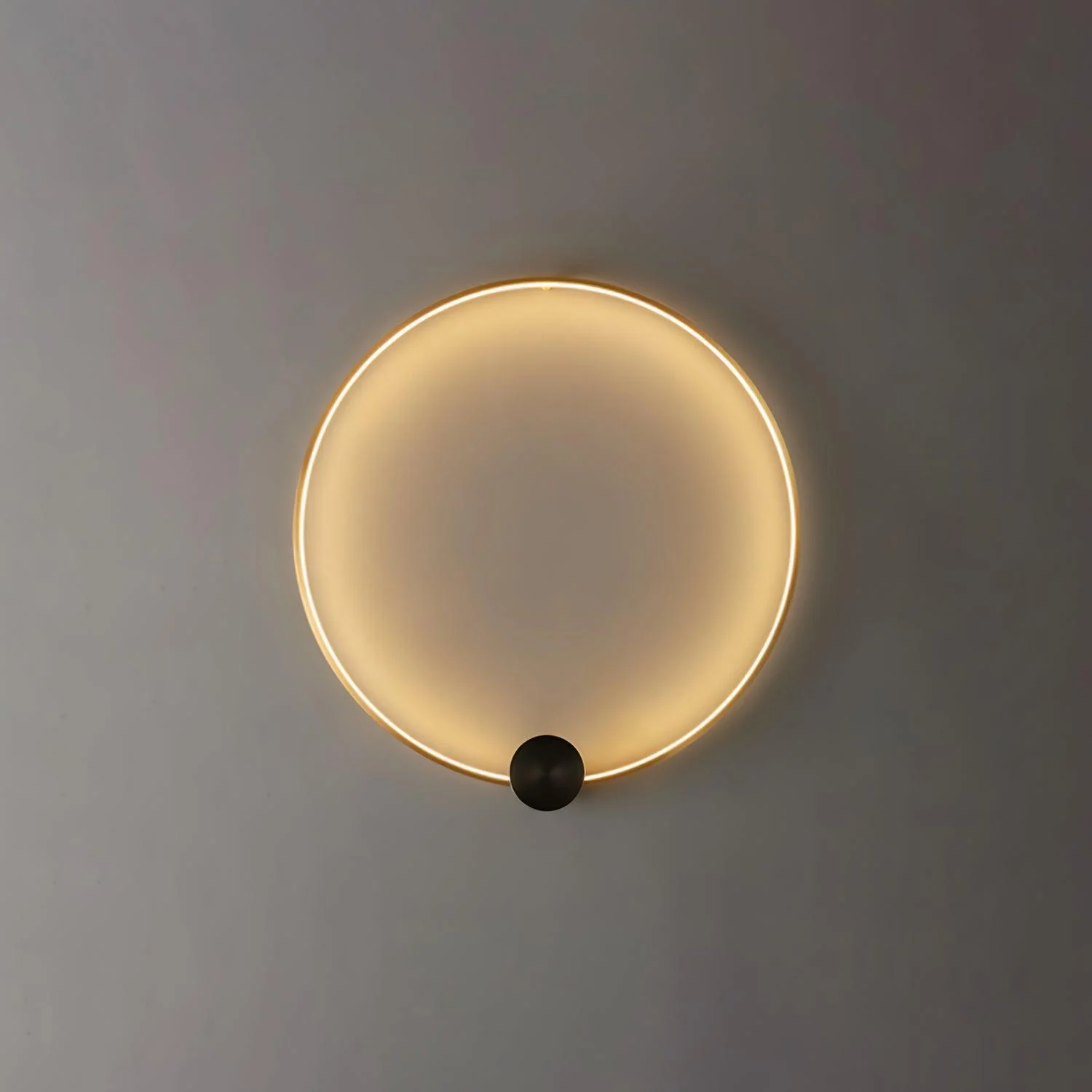 Ring Shaped LED Wall Light - Dia 20cm Set of 2 / Black & Brass / Three-Color Changing Light