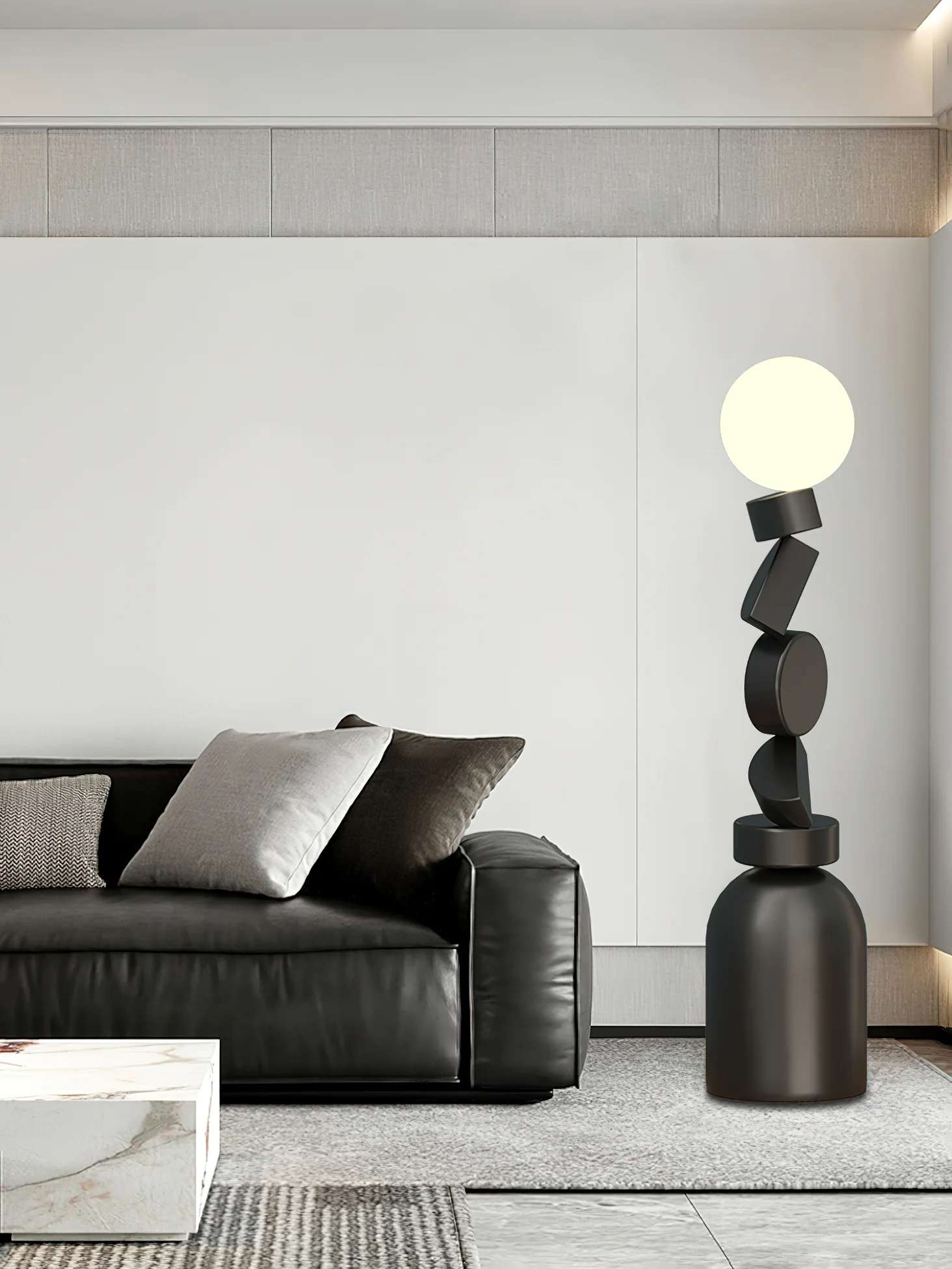 Торшер Monolith Cube - ∅30см x 140см, черный, белый