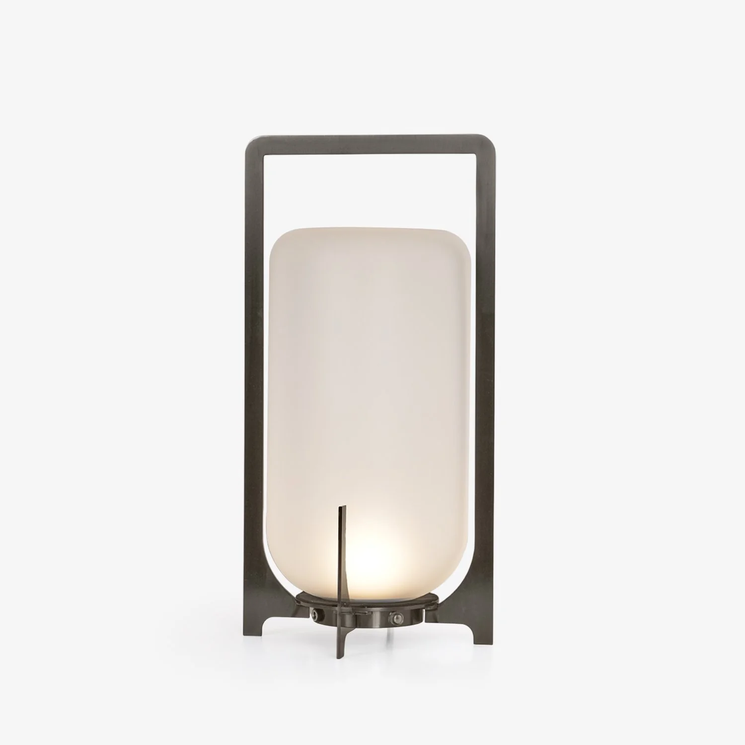 Настольный светильник Steel Twilight Lantern - ∅20см x 38см, серебряный серый, нержавеющая сталь, теплый свет, USB-разъем