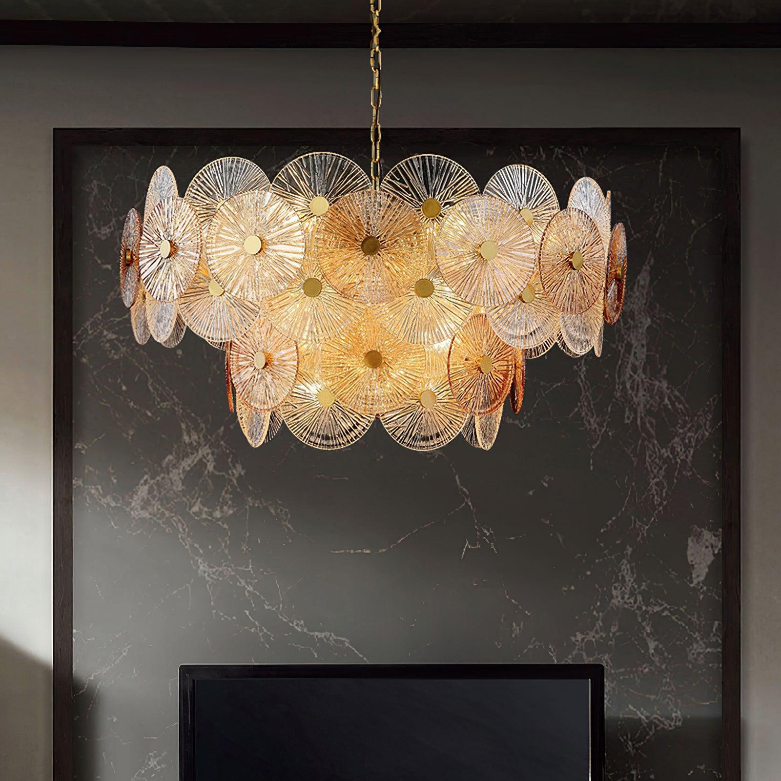 Люстра Maytoni Aster - ∅100см x 55см, янтарь, прозрачный, золотой