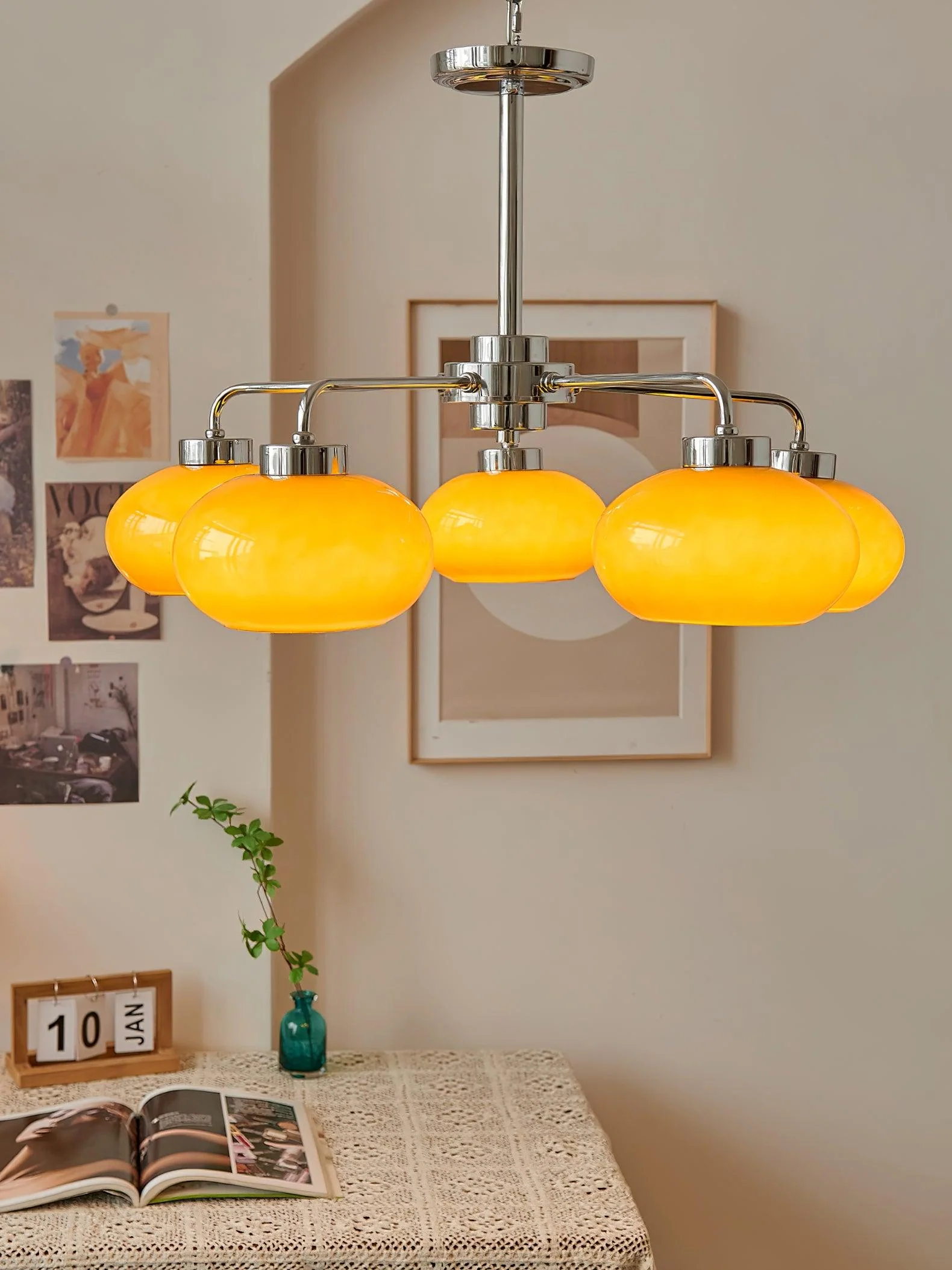 Люстра Oval Persimmon - 8 плафонов ∅85см x 15см, хром, белый