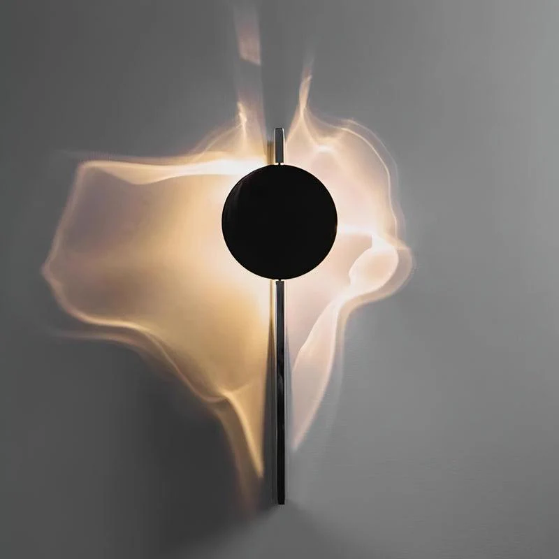 Creative Light And Shadow Wall Lamp - 2-Lights: ∅ 4.1″ x H 14.9″ Set of 2 / Chrome & Black / Warm Light