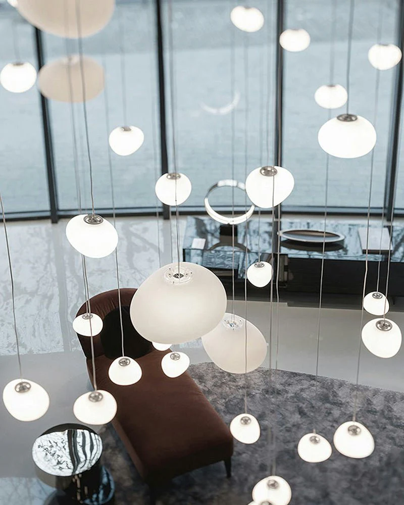 Подвесной светильник Gregg Stone Shape Glass - ∅23см x 16см, белый, теплый свет