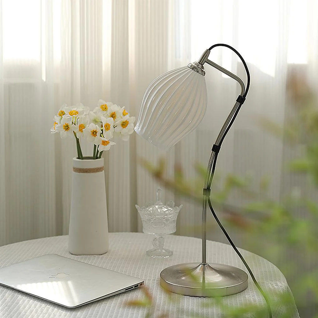 Ceramic Ribbed Table Lamp - ∅ 10.2″ x H 22″ / Dia 26m x H 56cm / Copper plating / AU plug