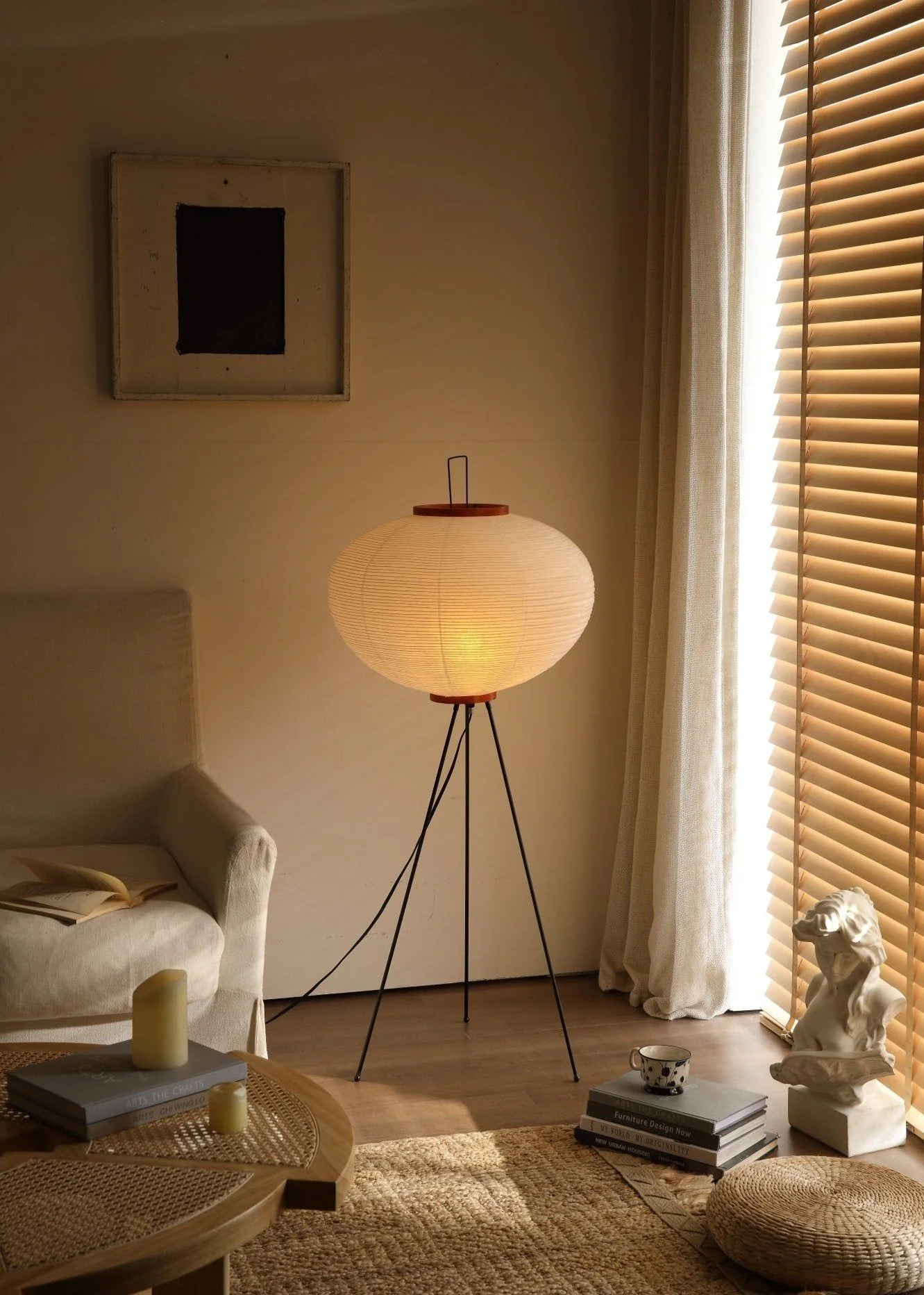 Торшер Akari 10A - ∅50см x 120см, белый