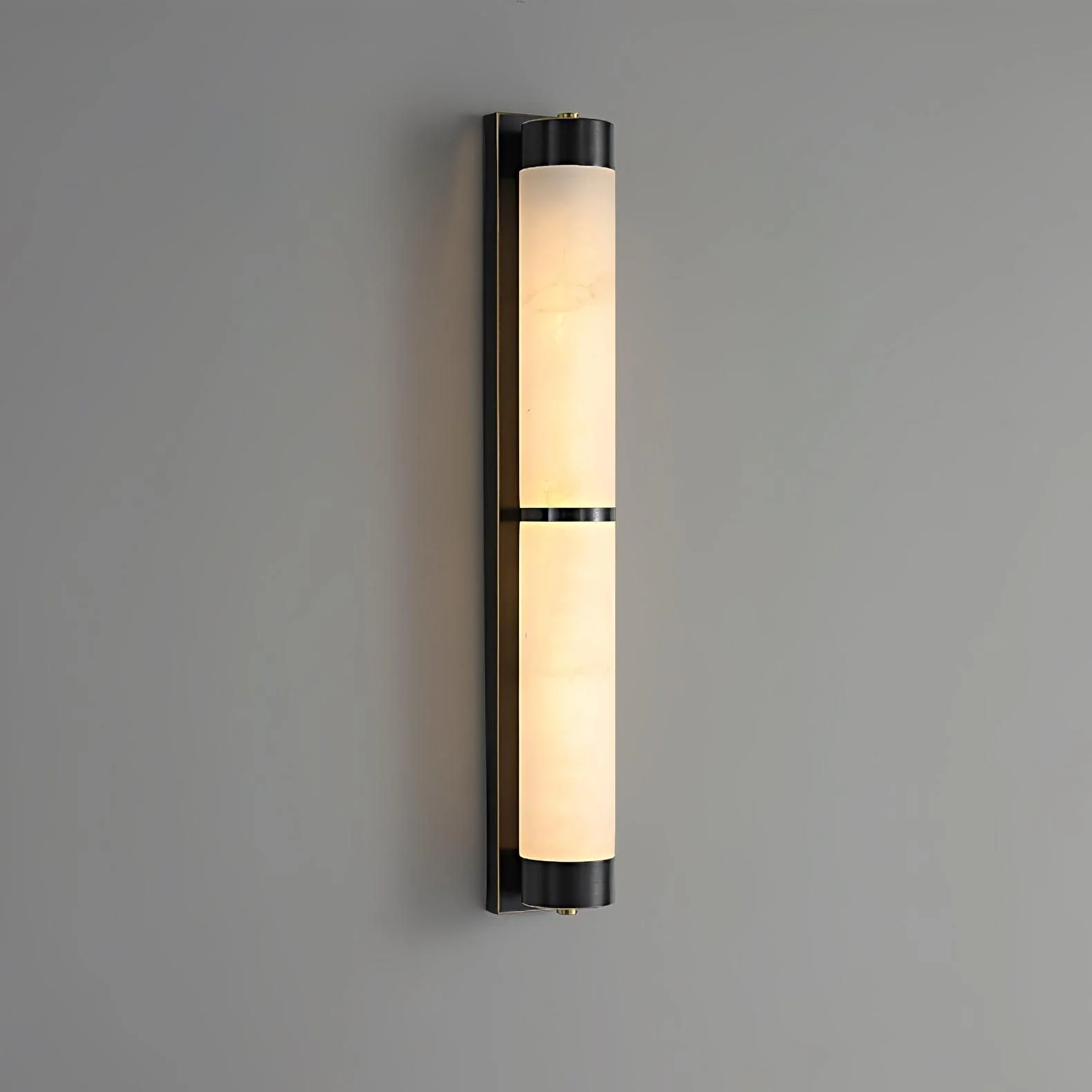 Настенный светильник Cylindra Alabaster Brass - модель B, ∅8см x 60см, черный, белый, холодный свет