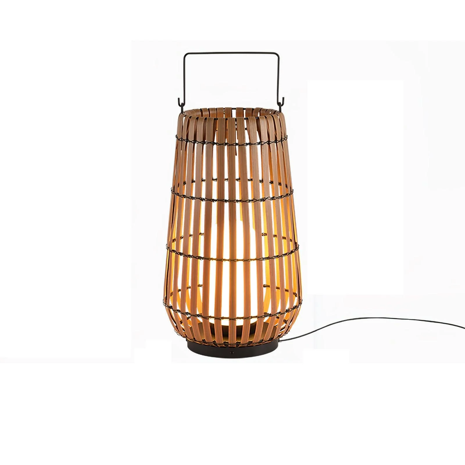 Уличный светильник Tropic Braid Lantern - модель B, солнечная батарея, ∅30см x 40см, черный, дерево