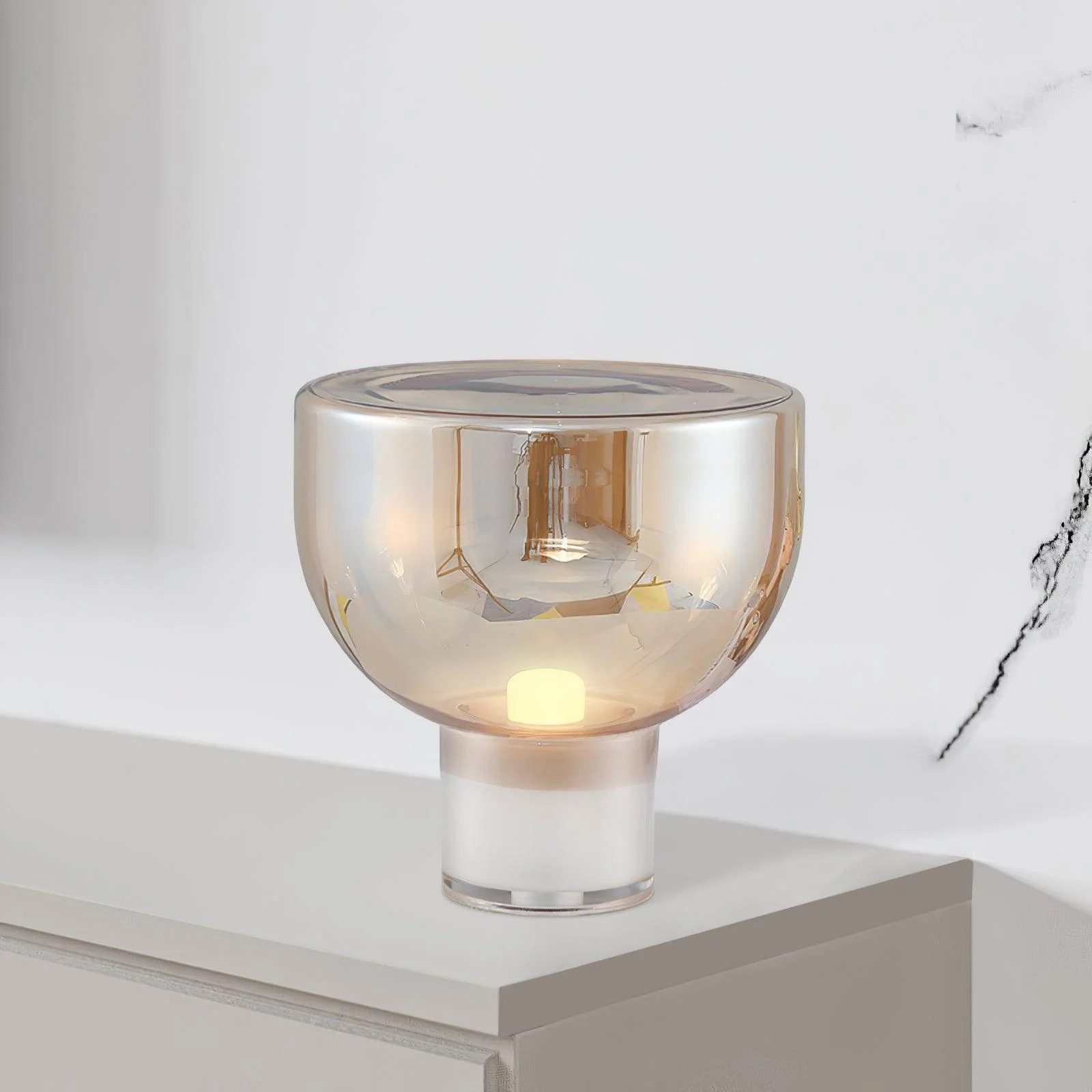 Aella Table Lamp - ∅ 14.9″ x H 14.5″ / Dia 38cm x H 37cm / Cognac / UK plug