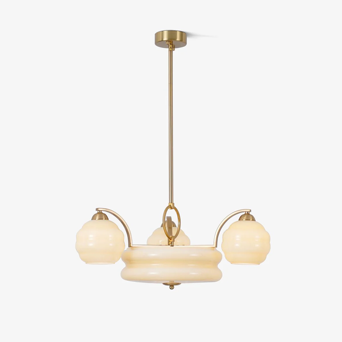 Люстра Art Deco Vintage - 3+1 плафона ∅62см x 28см, золотой, белый