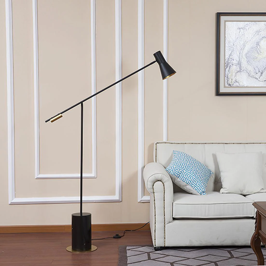 Metro Floor Lamp - ∅ 43.3″ x H 66.9″ / Dia 110cm x H 170cm / Black+Black Marble / AU plug