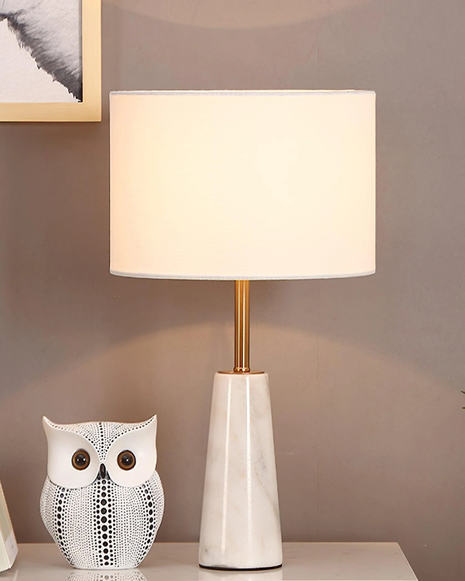 Norrington Table Lamp - ∅ 11″ x H 18.8″/ Dia 28cm x H 48cm / Gold & White Marble / AU plug
