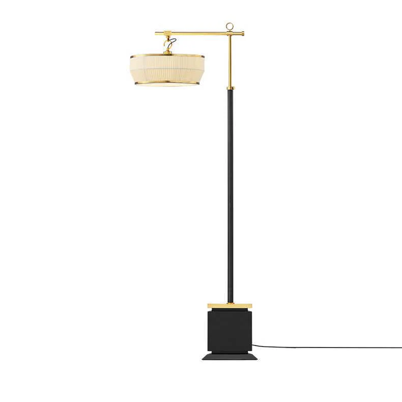 Hejun Fabric Floor Lamp - W 24.4″ x H 68.5″ / W 62cm x H 174cm / Black & Gold / AU plug