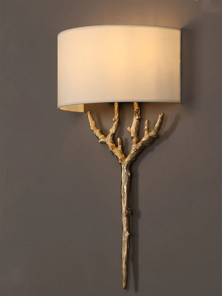Brass Branch Wall Lamp - ∅ 18.9″ x H 26.8″ / Dia 48cm x H 68cm / Brass & White / Set Of 2