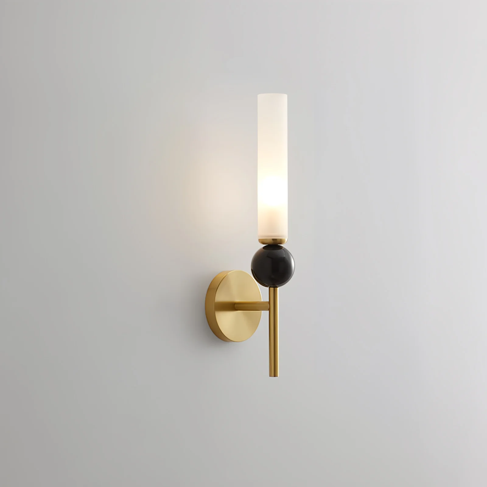 Настенный светильник Marble Vertical - модель C, ∅10см x 115см, черный, черный мраморный шар