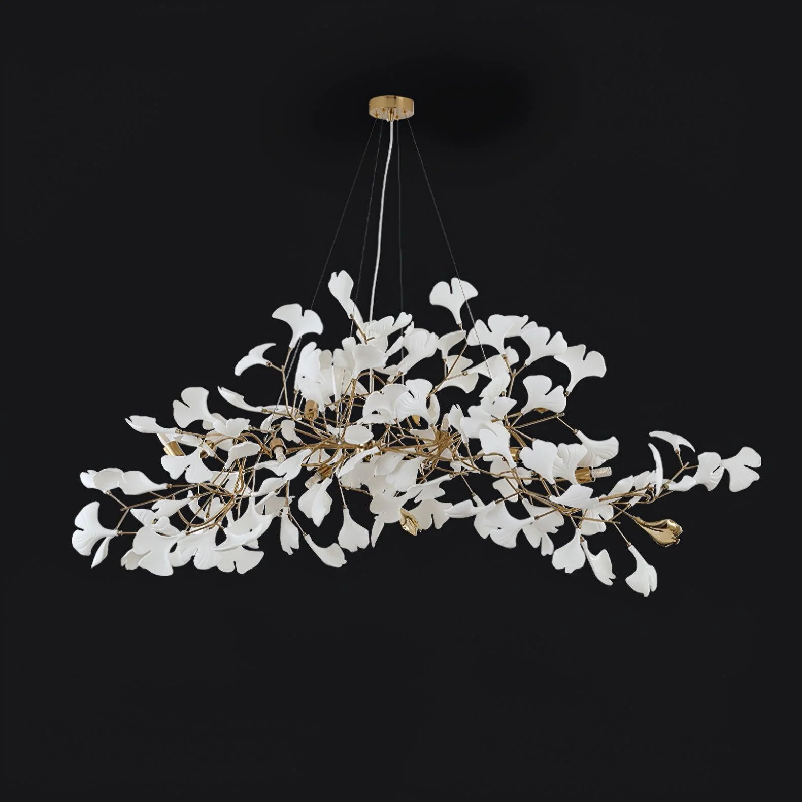 Люстра Gingko N - 180см x 70см x 55см, никель, белый