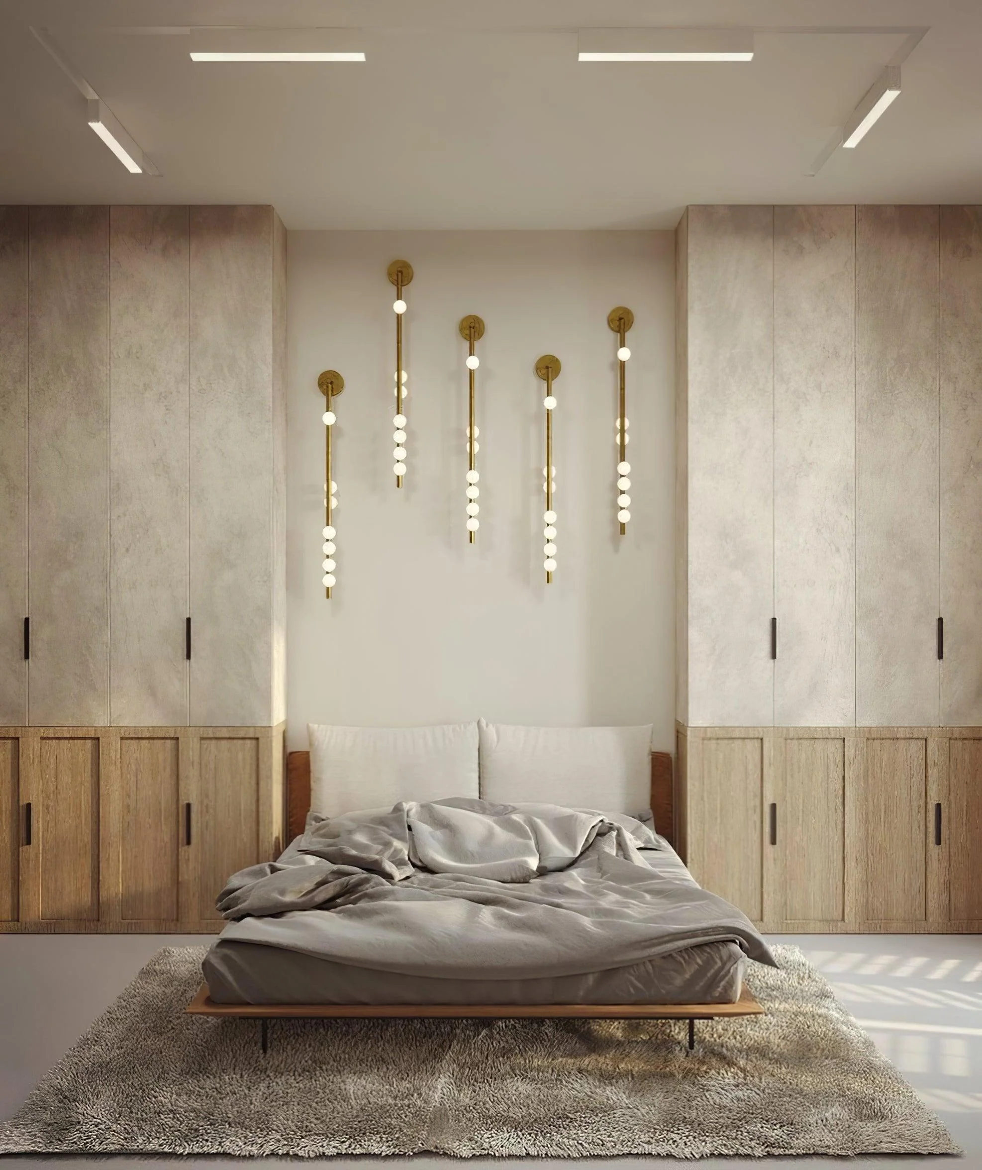 Настенный светильник Brass Glass Tube - 7 источников света ∅12см x 100см, античная латунь, белый