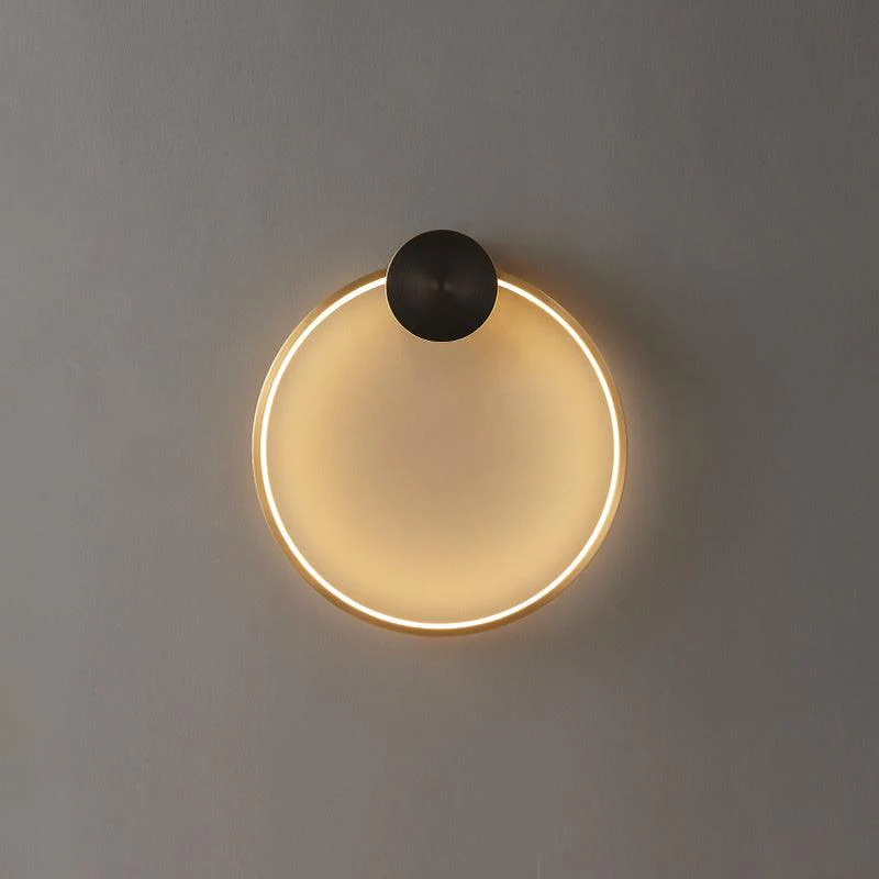 Ring Shaped LED Wall Light - Dia 20cm Set of 2 / Black & Brass / Three-Color Changing Light