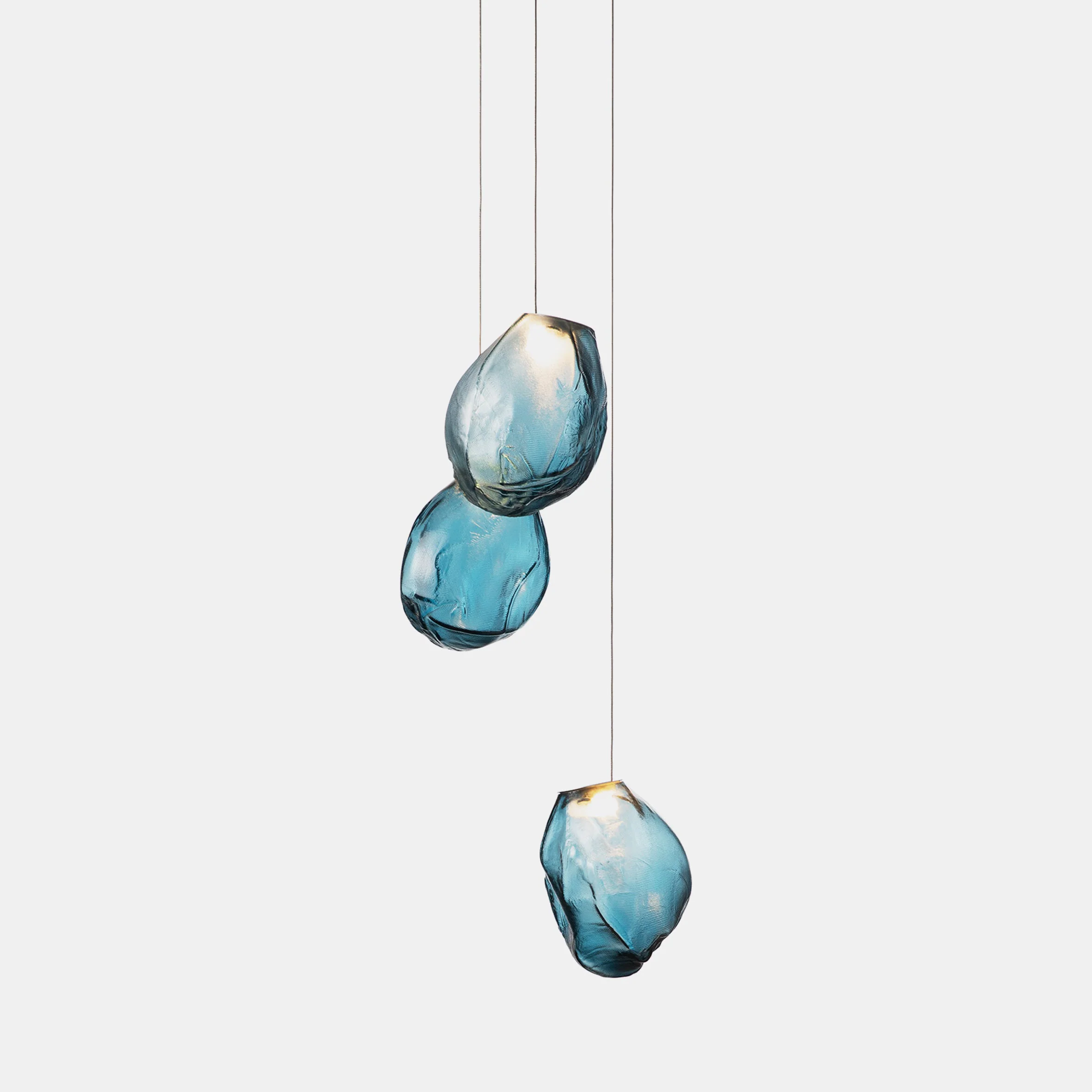 Подвесной светильник Liquid Glass Stone - 3 подвеса ∅30см x 120см, белый, теплый свет