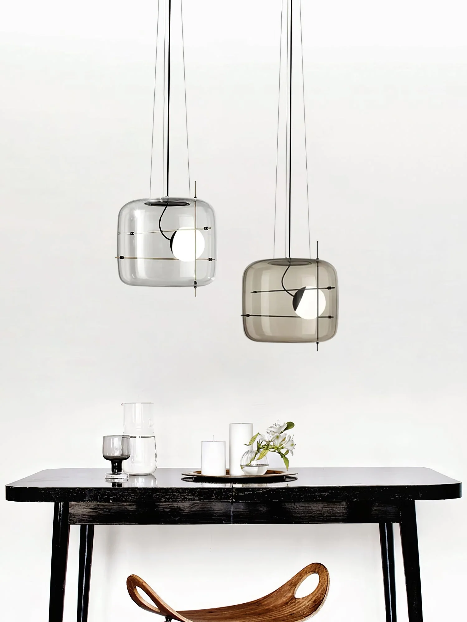 Подвесной светильник Plot Glass - ∅38см x 28см, прозрачный, черный