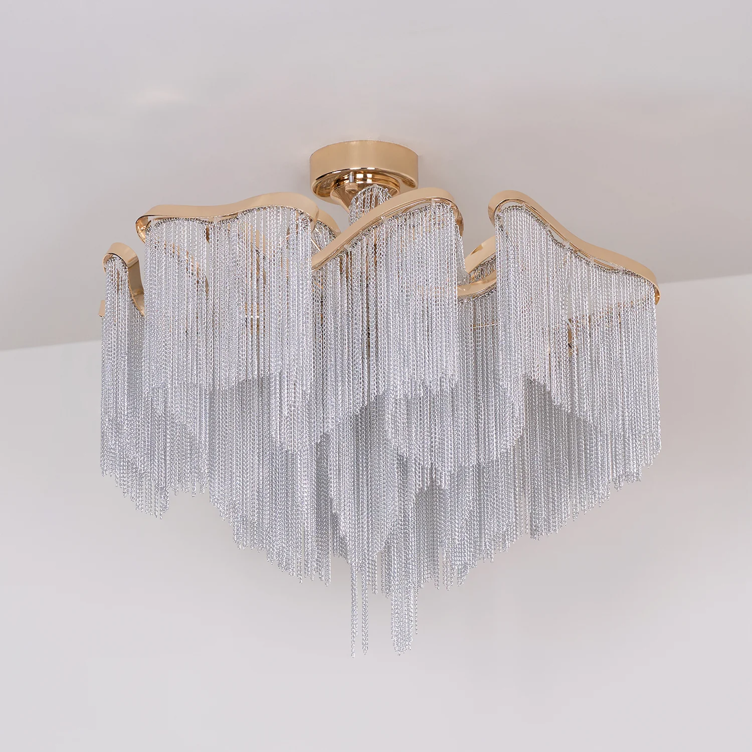 Потолочный светильник Modern Tassel - ∅60см х 70см, золотой, серебряная цепь