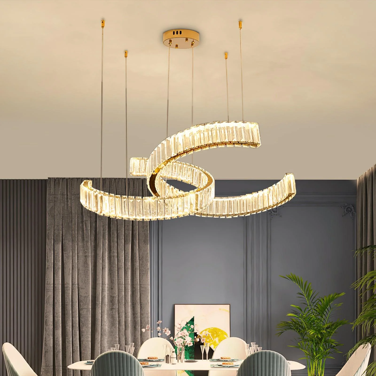 Люстра Vortex - 120см x 70см x 150см, золотой, двухцветный, многоцветный LED