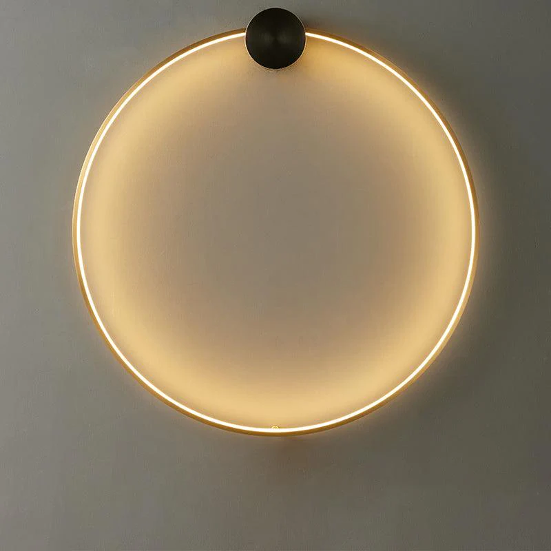 Ring Shaped LED Wall Light - Dia 20cm Set of 2 / Black & Brass / Three-Color Changing Light