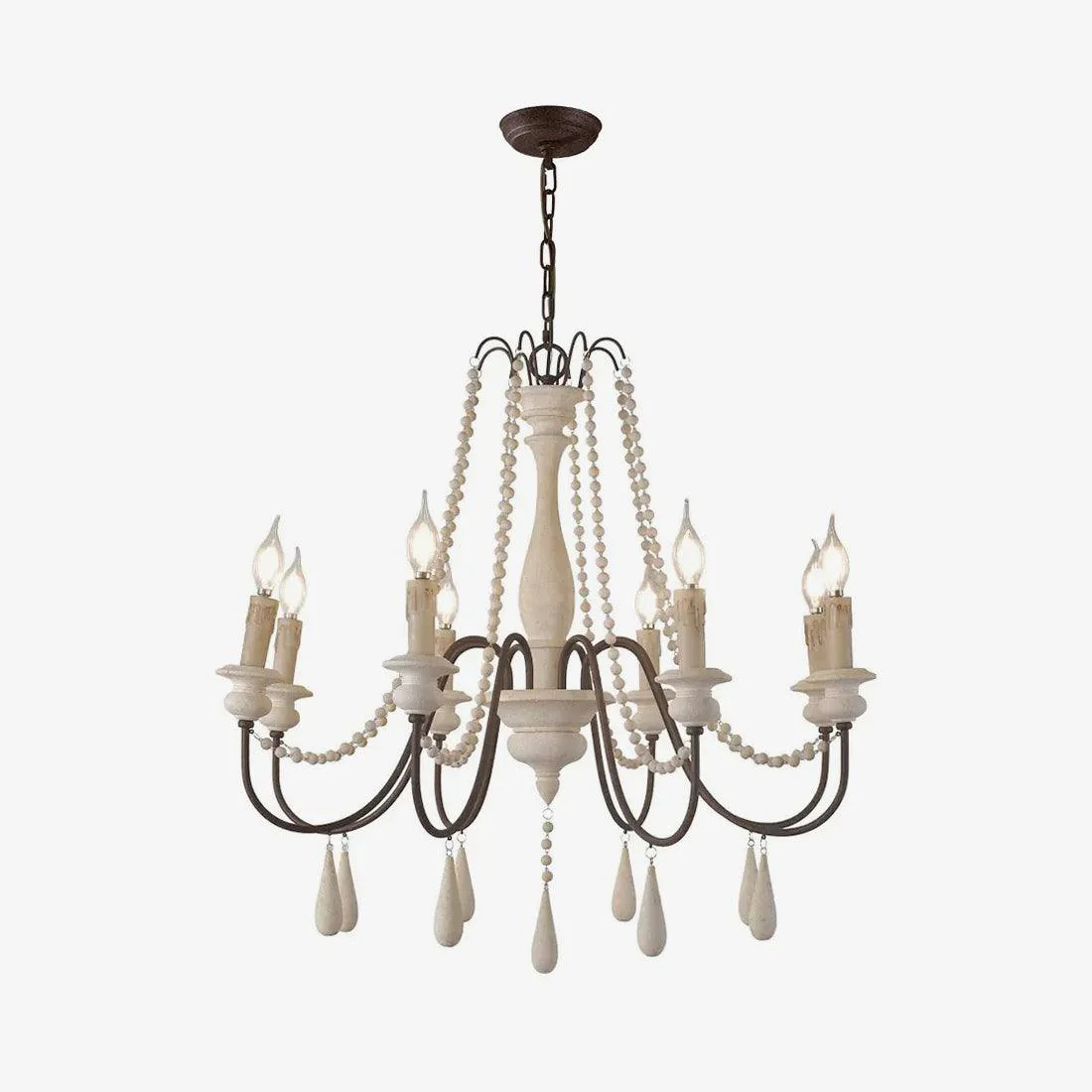 Люстра Candle Style Beaded - 8 плафонов ∅83см x 79см, имитация белого