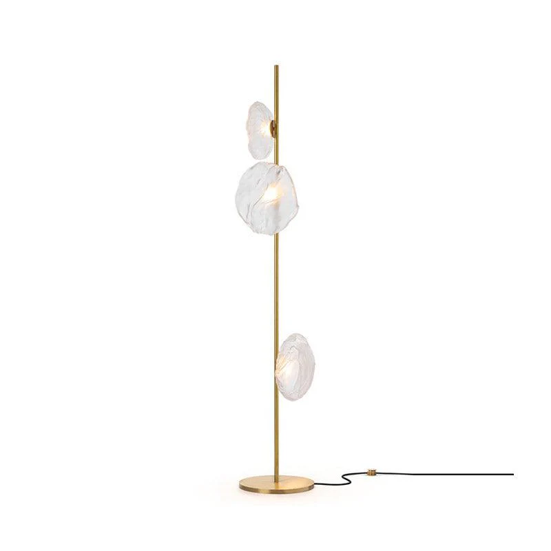 Glass Mesh Petals Floor Lamp - 6 heads ∅ 13.8″ x H 70.9″ / Dia 35cm x H 180cm / Gold+Smoke gray / UK plug