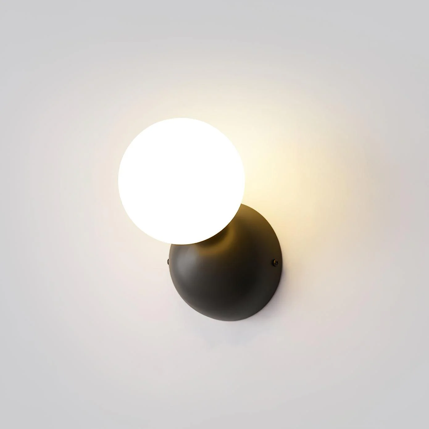 Single Globe Wall Light - Set of 2 / Brass & White