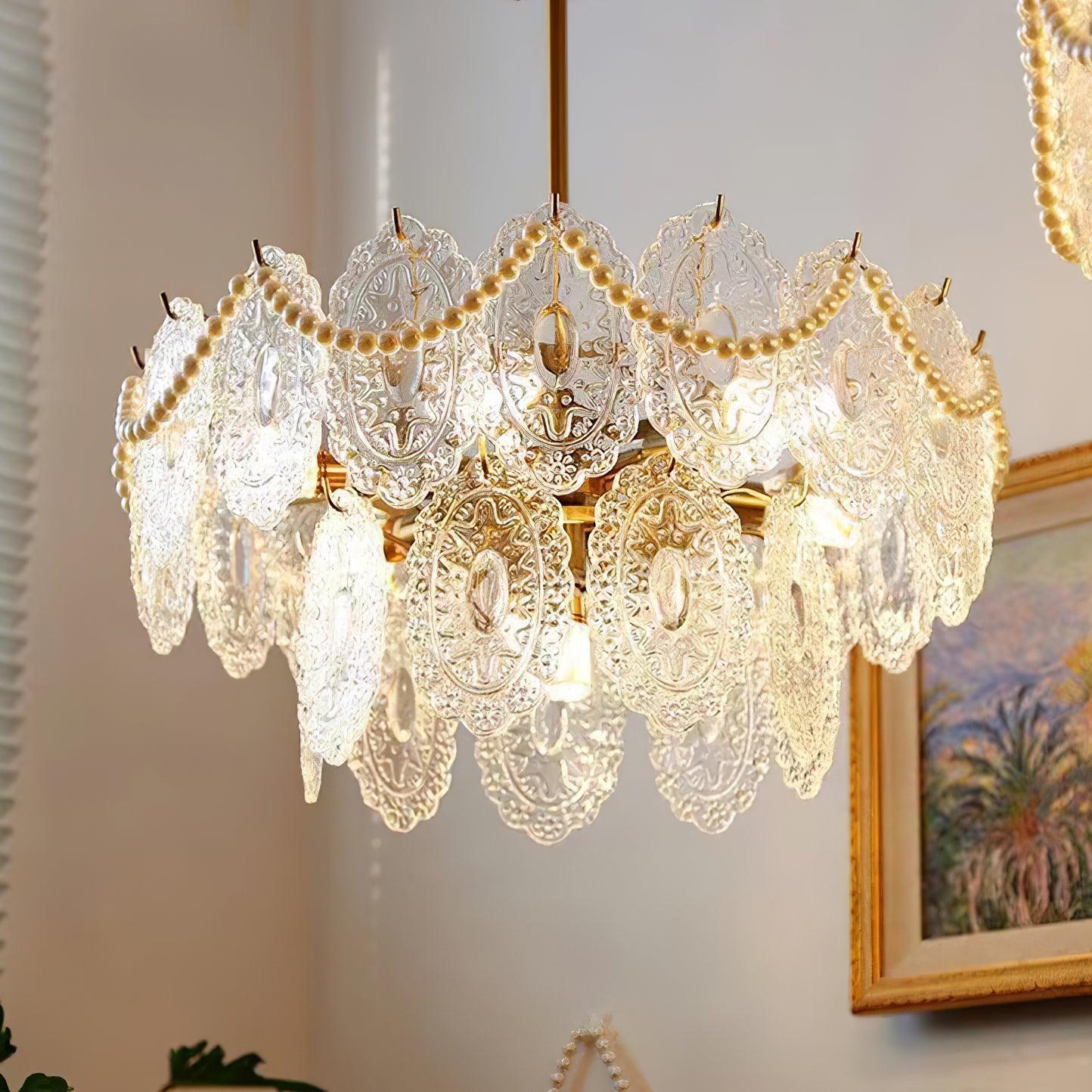 Люстра Wave Pearl - ∅80см x 37см, золотой, прозрачный