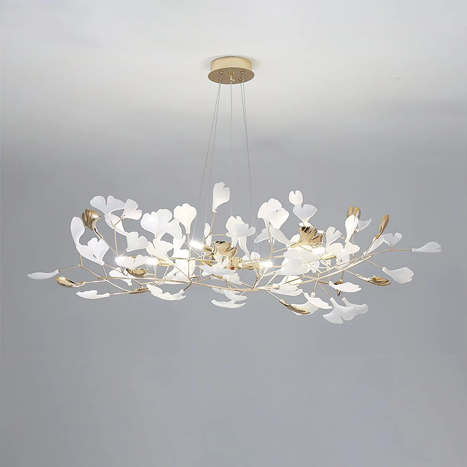Люстра Gingko R - модель C, 120см x 45см x 45см, золотой, белый